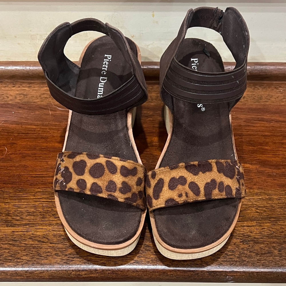 Pierre Dumas Dark Brown Leopard Sandals